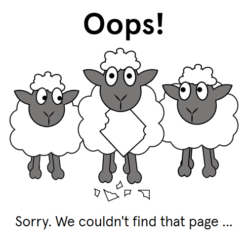 Sheep 404 page for The Book People